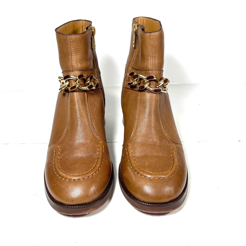 See By Chloe Mahe Women’s Ankle Boots Brown Gold Chain Embellished Size 36 US 5 - Picture 5 of 12